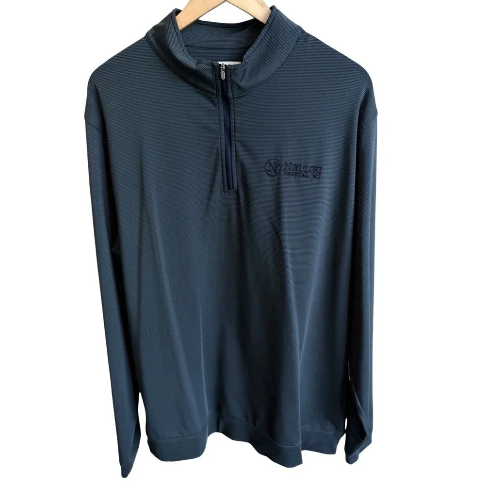 Peter Millar Perth Performance Quarter Zip Pullover Mens XXL Navy Blur Golf